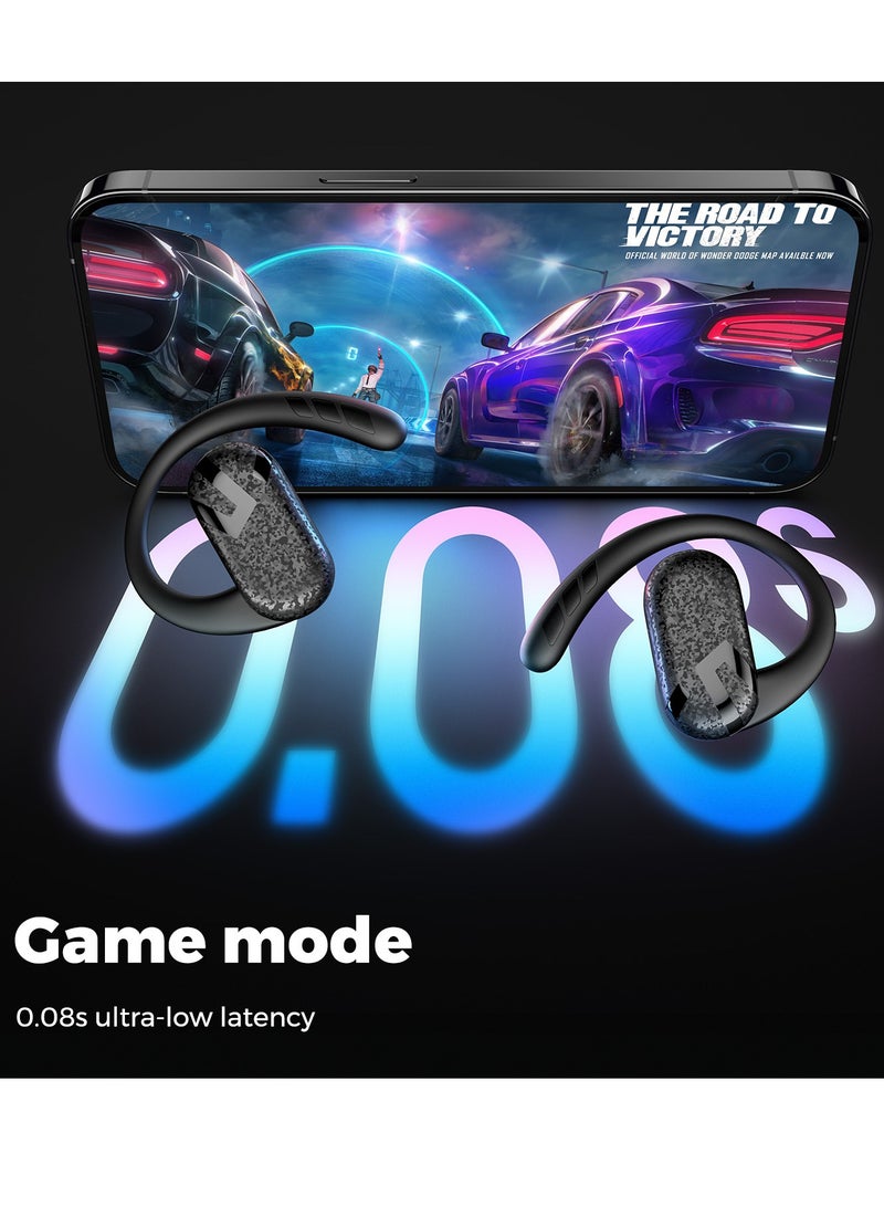 Bluetooth Breezy Open Headset Adjustable Hook 5.4 Microphone Wireless Ipx4 Waterproof Sports 40 Hour Play Support Apps Sports Music Calls Works Black black