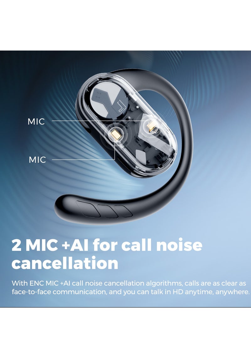 Bluetooth Breezy Open Headset Adjustable Hook 5.4 Microphone Wireless Ipx4 Waterproof Sports 40 Hour Play Support Apps Sports Music Calls Works Black black