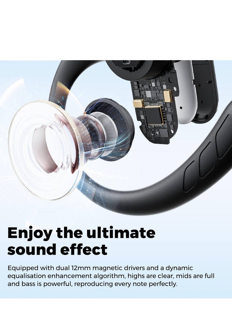 Bluetooth Breezy Open Headset Adjustable Hook 5.4 Microphone Wireless Ipx4 Waterproof Sports 40 Hour Play Support Apps Sports Music Calls Works Black black