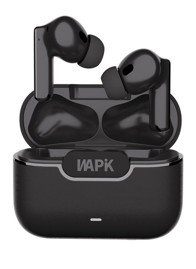 Korean Brand RS6 True Wireless Earpods, 6 Mics Hybrid ANC with AI Wind Noise Reduction, -42dB Noise Cancelling, Transparency Mode, Normal Mode, ANC Mode, 30-Hour Battery Life, Bluetooth 5.4, IPX5 Waterproof, Powerful Bass, Black.