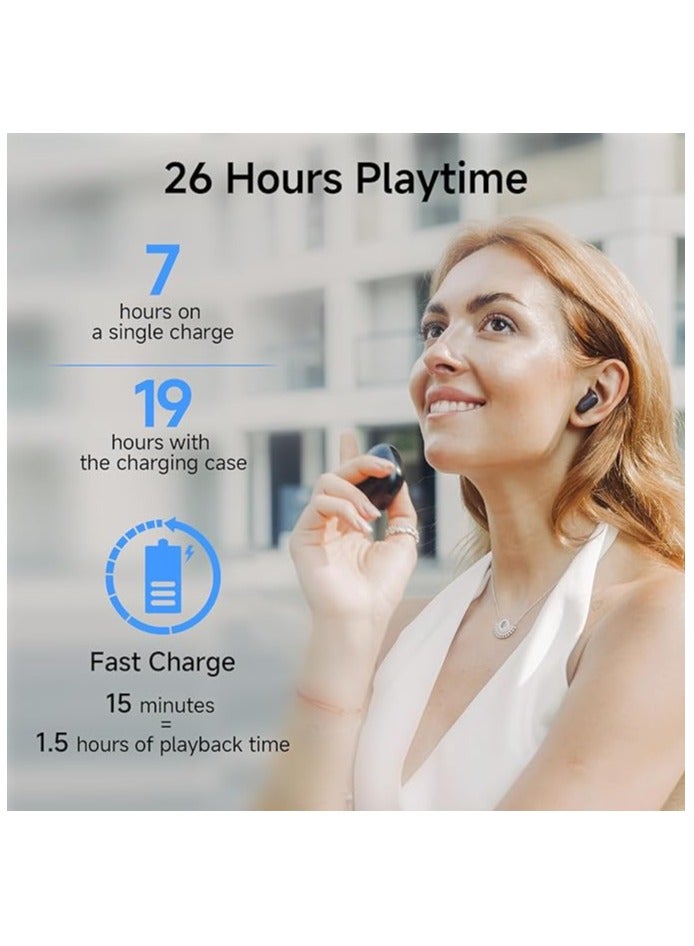 X1 Lite True Wireless Earbuds, Bluetooth 5.4 Earphones with 26 Hours Playtime Single Mic AI for Clear Calls, IP54 Sweat Resistant Low Latency Headphones Supports Fast Charging Black