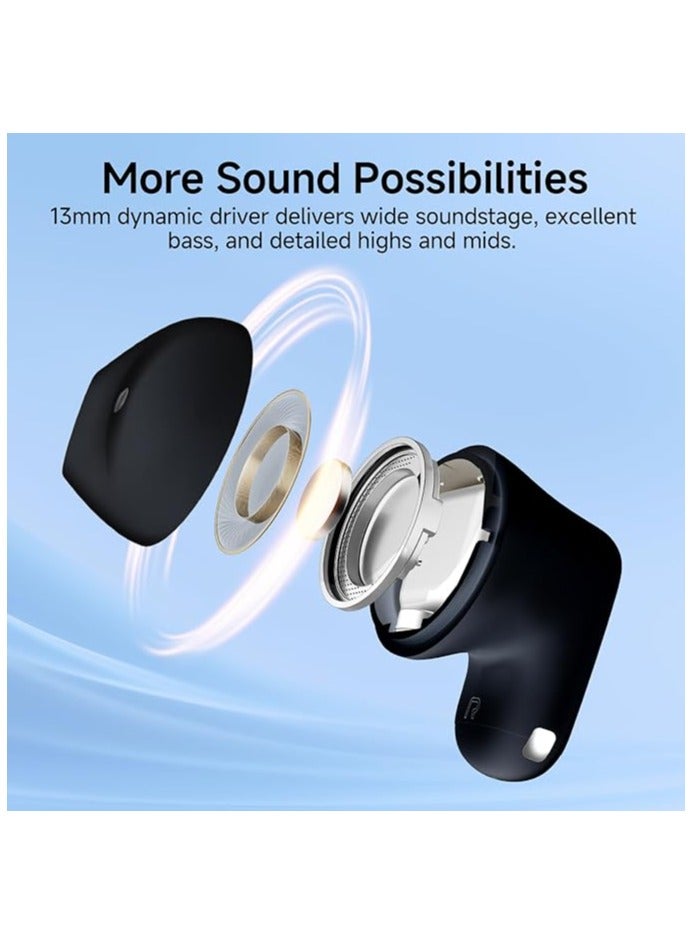 X1 Lite True Wireless Earbuds, Bluetooth 5.4 Earphones with 26 Hours Playtime Single Mic AI for Clear Calls, IP54 Sweat Resistant Low Latency Headphones Supports Fast Charging Black