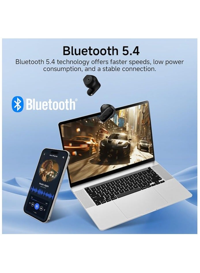 X1 Lite True Wireless Earbuds, Bluetooth 5.4 Earphones with 26 Hours Playtime Single Mic AI for Clear Calls, IP54 Sweat Resistant Low Latency Headphones Supports Fast Charging Black