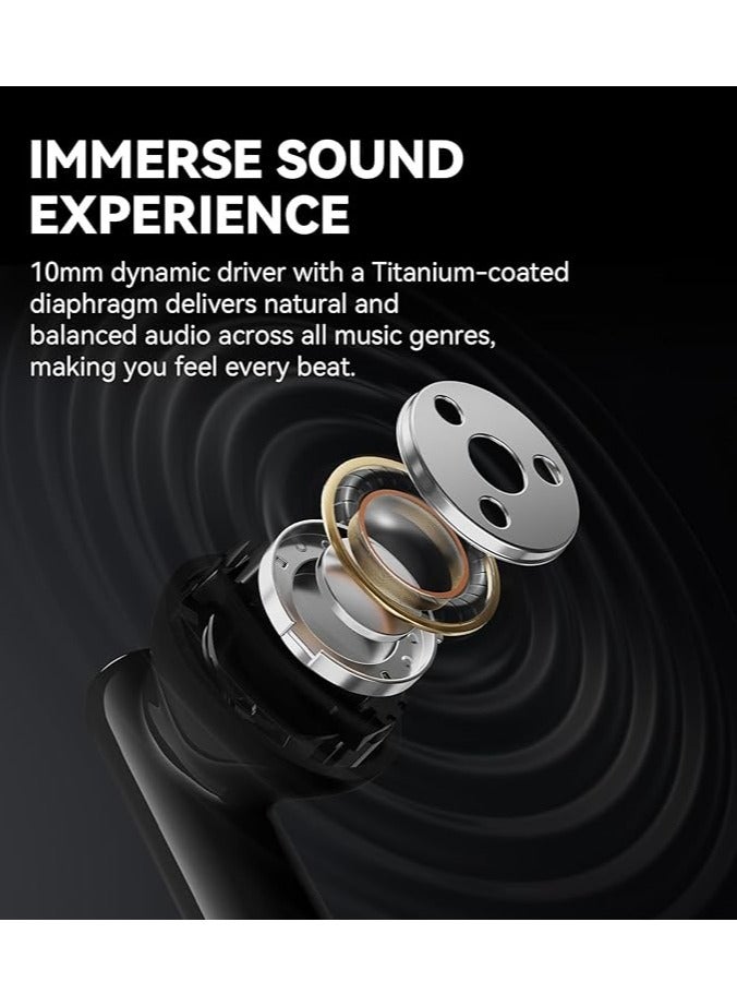 X5 Pro Active Noise Cancelling Earbuds with AI-Powered Calls, Fast Charge, Game Mode, App Customization, IP55 Waterproof, True Wireless Bluetooth 5.3 Earphones - Black