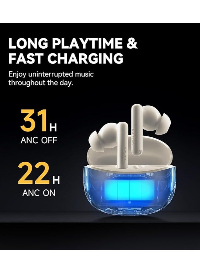 X5 Pro Active Noise Cancelling Earbuds with AI-Powered Calls, Fast Charge, Game Mode, App Customization, IP55 Waterproof, True Wireless Bluetooth 5.3 Earphones - Black