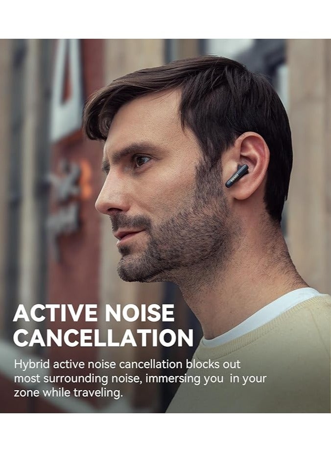 X5 Pro Active Noise Cancelling Earbuds with AI-Powered Calls, Fast Charge, Game Mode, App Customization, IP55 Waterproof, True Wireless Bluetooth 5.3 Earphones - Black