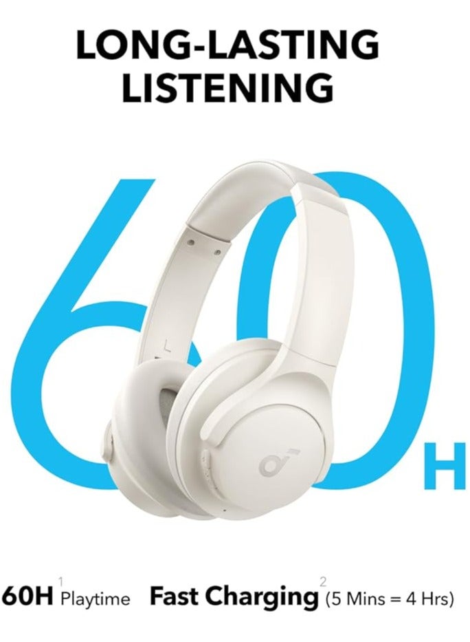 Q11i Wireless Over-Ear Bluetooth Headphones by Anker, Deep Bass, 60H Playtime, Hi-Res Audio, Detachable Ear Cushions, Multipoint Connection White