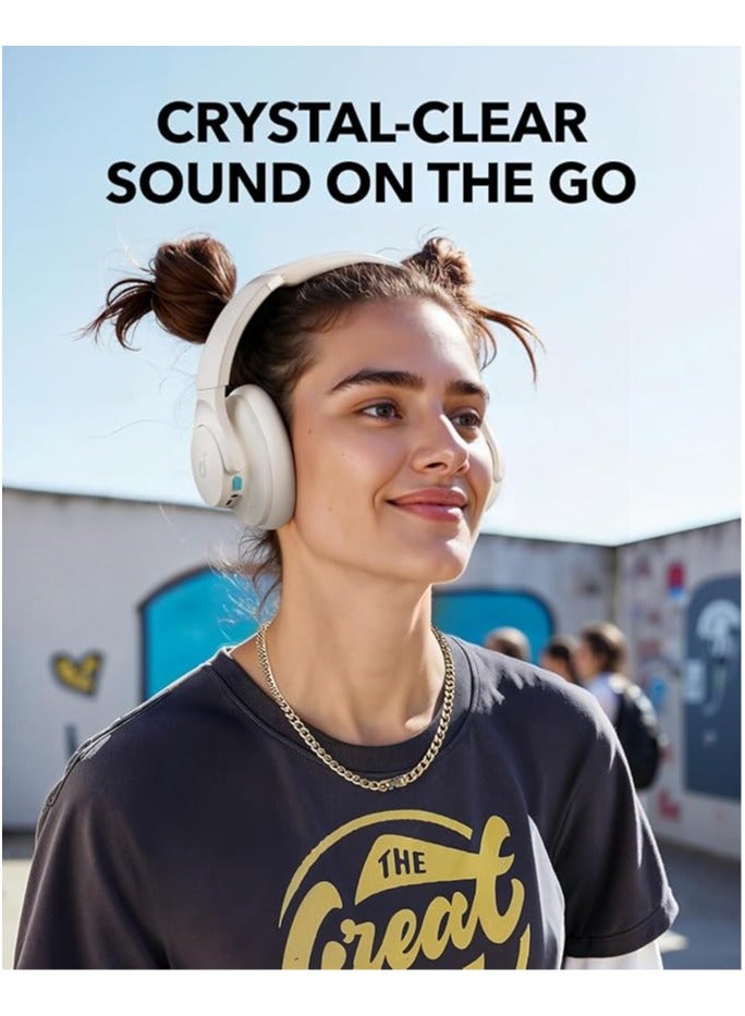 Q11i Wireless Over-Ear Bluetooth Headphones by Anker, Deep Bass, 60H Playtime, Hi-Res Audio, Detachable Ear Cushions, Multipoint Connection White