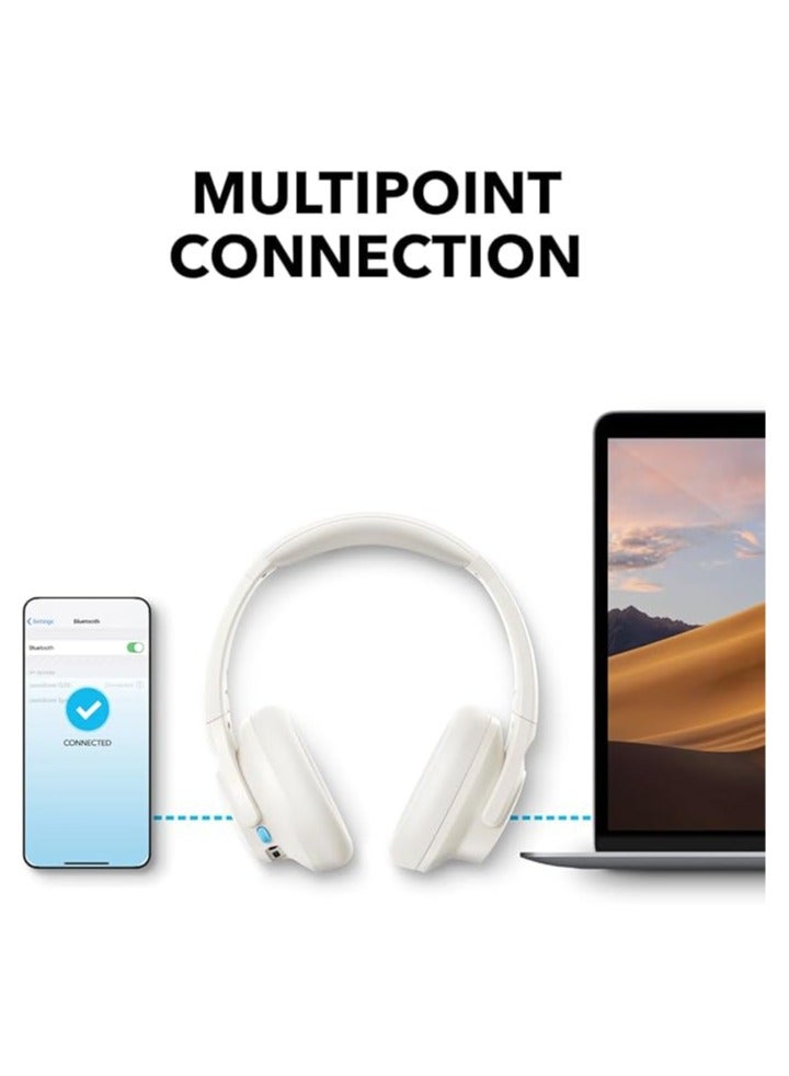 Q11i Wireless Over-Ear Bluetooth Headphones by Anker, Deep Bass, 60H Playtime, Hi-Res Audio, Detachable Ear Cushions, Multipoint Connection White