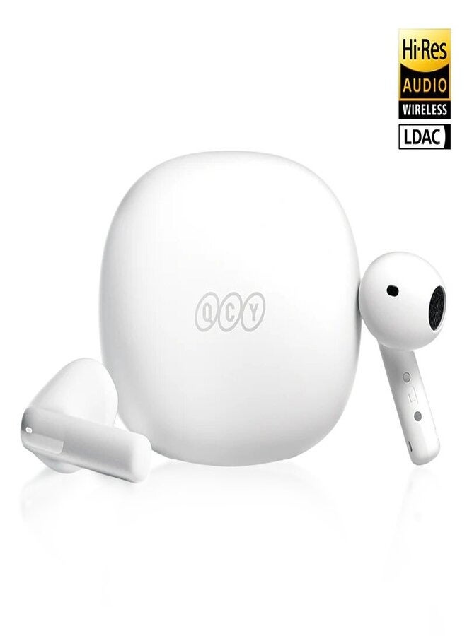 AilyBuds E10 Bluetooth Earphone, Wireless Earbuds With LDAC Codec with Hires Audio, 4 Mics ENC for Clear Call, 13mm Dynamic Driver, 68ms Game Mode, Touch Control & Long Battery Life - White