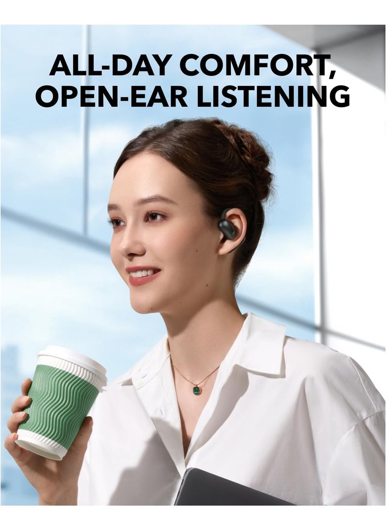 AeroFit 2 by Anker, Open-Ear Headphones, Adjustable Ear Hooks, Snug Fit, Rich Bass, Hi-Res Wireless Audio, 42H Play, Bluetooth 5.4, Wireless Charging, IP55, AI Clear Calls, Open-Ear Earbuds Black