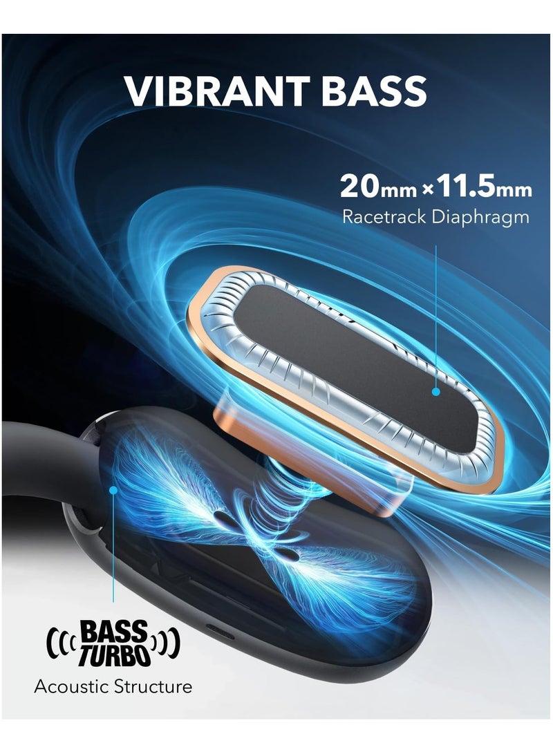 AeroFit 2 by Anker, Open-Ear Headphones, Adjustable Ear Hooks, Snug Fit, Rich Bass, Hi-Res Wireless Audio, 42H Play, Bluetooth 5.4, Wireless Charging, IP55, AI Clear Calls, Open-Ear Earbuds Black
