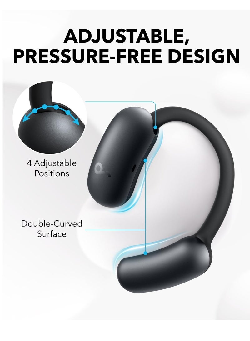 AeroFit 2 by Anker, Open-Ear Headphones, Adjustable Ear Hooks, Snug Fit, Rich Bass, Hi-Res Wireless Audio, 42H Play, Bluetooth 5.4, Wireless Charging, IP55, AI Clear Calls, Open-Ear Earbuds Black