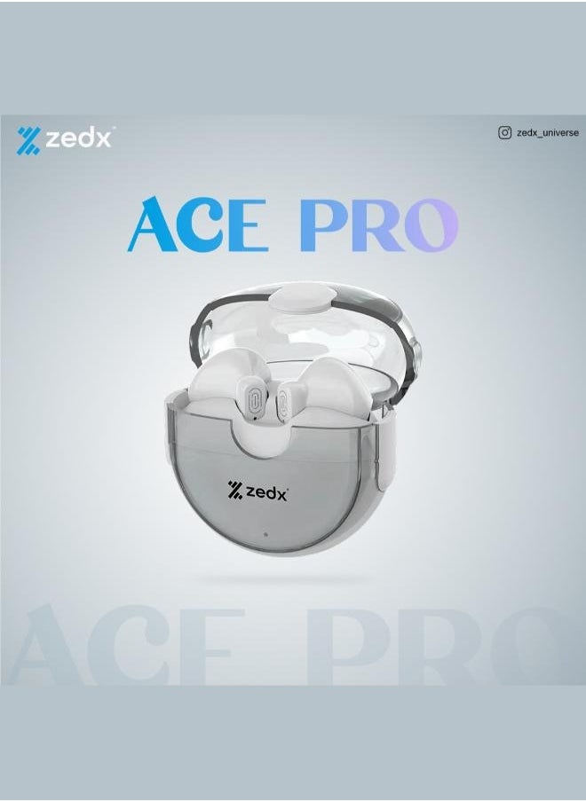 Zedx ACE PRO J21 Original Proof V5.4 True Bluetooth Wireless Earbuds, ENC Mic, Clear Sound, Type C, 30H Playtime, IPX4, Wireless Earphones Transparent
