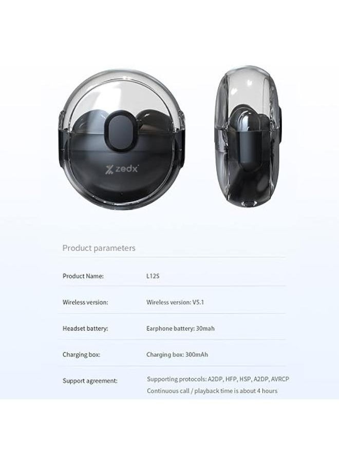 Zedx ACE PRO J21 Original Proof V5.4 True Bluetooth Wireless Earbuds, ENC Mic, Clear Sound, Type C, 30H Playtime, IPX4 Water Resistance, Wireless Earphones Transparent,black