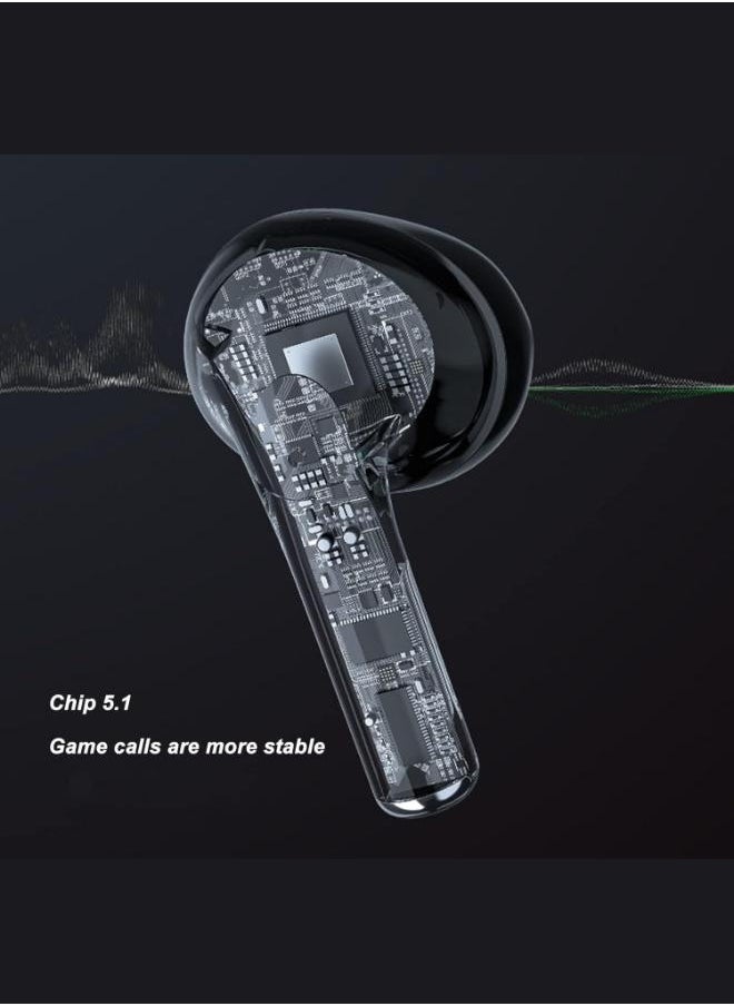 Zedx ACE PRO J21 Original Proof V5.4 True Bluetooth Wireless Earbuds, ENC Mic, Clear Sound, Type C, 30H Playtime, IPX4 Water Resistance, Wireless Earphones Transparent,black