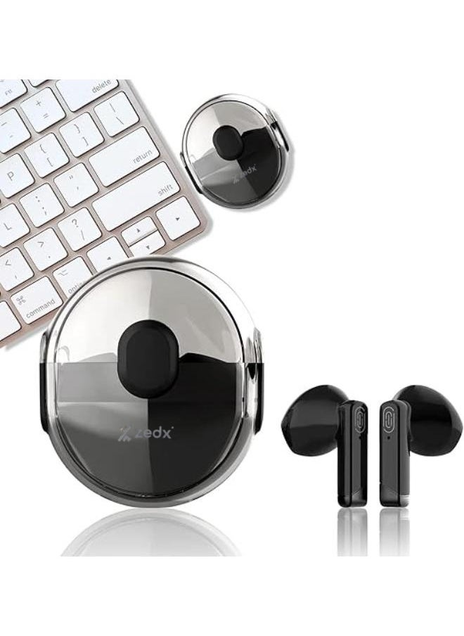 Zedx ACE PRO J21 Original Proof V5.4 True Bluetooth Wireless Earbuds, ENC Mic, Clear Sound, Type C, 30H Playtime, IPX4 Water Resistance, Wireless Earphones Transparent,black