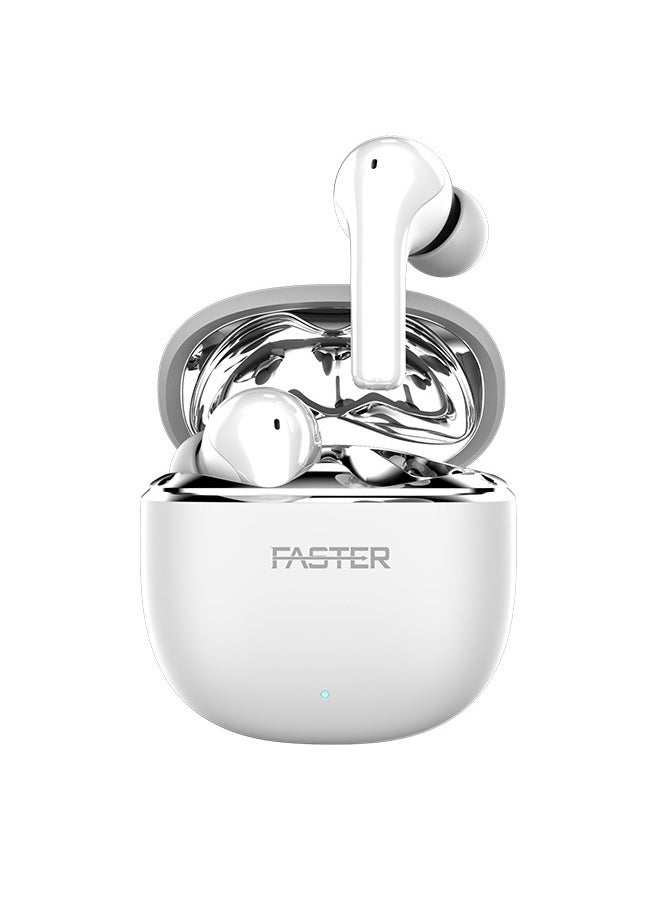 FusionX Wireless Earbuds with Active Noise Cancellation (ANC) - 20 Hours Playtime with Bluetooth 5.4 - HiFi Stereo Sound Airpods - Gaming Bluetooth Earphones with Ultra-Low Latency, Deep Bass - For Exercise, Gym - Compatible with iPhone & Android (White)