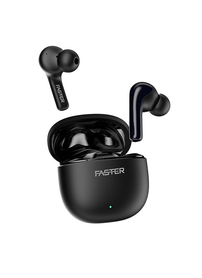 FusionX Wireless Earbuds with Active Noise Cancellation (ANC) - 20 Hours Playtime with Bluetooth 5.4 - HiFi Stereo Sound Airpods - Gaming Bluetooth Earphones with Ultra-Low Latency, Deep Bass - For Exercise, Gym - Compatible with iPhone & Android (Black)