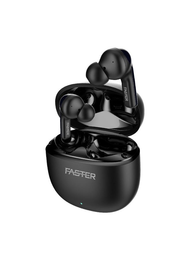 FusionX Wireless Earbuds with Active Noise Cancellation (ANC) - 20 Hours Playtime with Bluetooth 5.4 - HiFi Stereo Sound Airpods - Gaming Bluetooth Earphones with Ultra-Low Latency, Deep Bass - For Exercise, Gym - Compatible with iPhone & Android (Black)