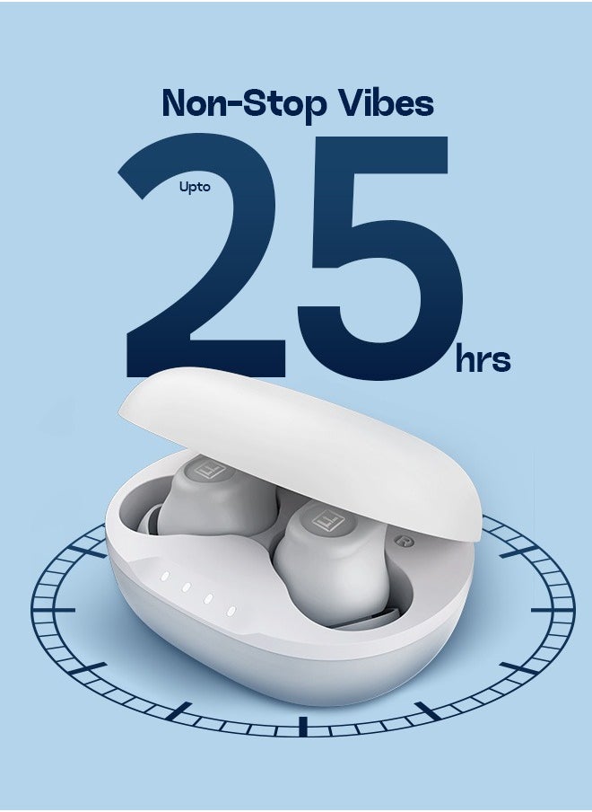 StudX Wireless Earbuds with Active Noise Cancellation (ANC) - 25 Hours Playtime with Bluetooth 5.4 - HiFi Stereo Sound Airpods - Gaming Bluetooth Earphones with Ultra-Low Latency - Deep Bass, IPX4 Water Resistant - For Exercise, Gym - Compatible with iPhone & Android (White)