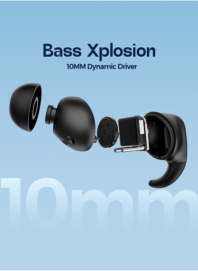 StudX Wireless Earbuds with Active Noise Cancellation (ANC) - 25 Hours Playtime with Bluetooth 5.4 - HiFi Stereo Sound Airpods - Gaming Bluetooth Earphones with Ultra-Low Latency - Deep Bass, IPX4 Water Resistant - For Exercise, Gym - Compatible with iPhone & Android (White)