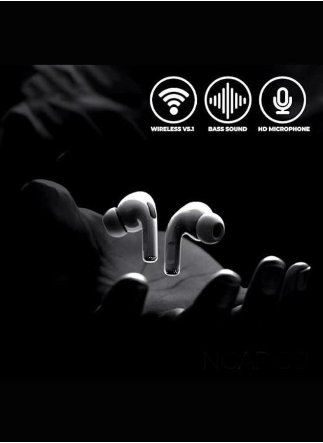 ZEDX Zeepods Pro True Wireless Earphones with Powerful Bass and ENC Noise Cancellation, TWS Bluetooth, Clear Calls, and Premium Sound (White)