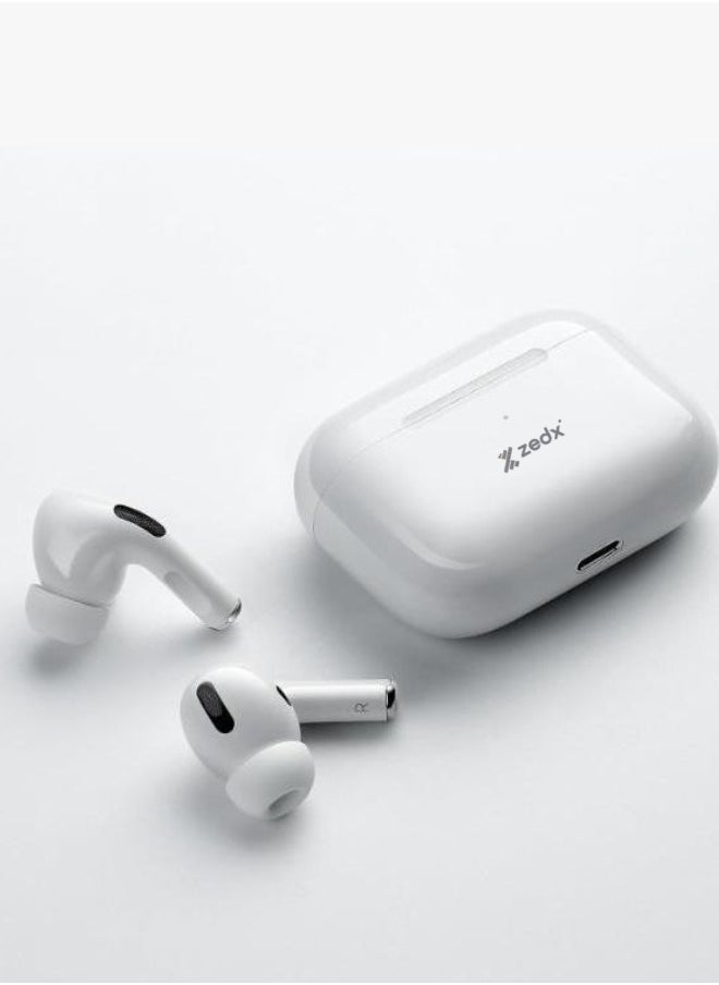 ZEDX Zeepods Pro True Wireless Earphones with Powerful Bass and ENC Noise Cancellation, TWS Bluetooth, Clear Calls, and Premium Sound (White)