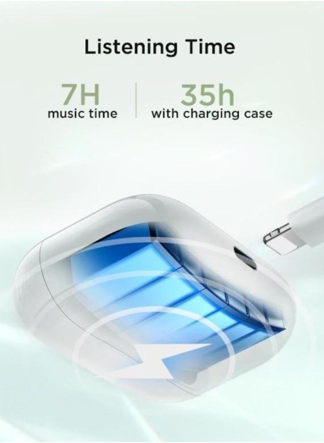 ZEDX Zeepods Pro True Wireless Earphones with Powerful Bass and ENC Noise Cancellation, TWS Bluetooth, Clear Calls, and Premium Sound (White)