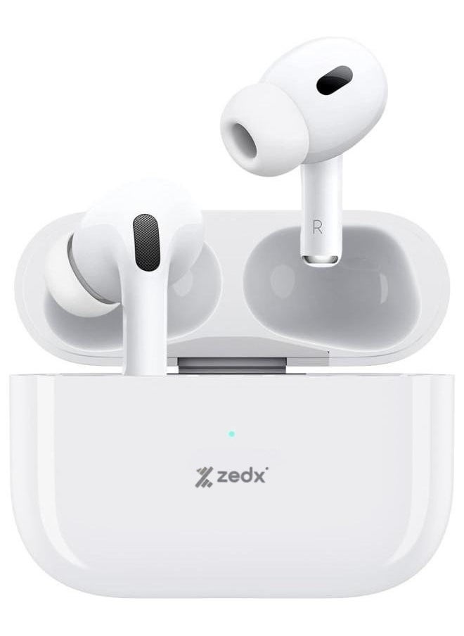 ZEDX Zeepods Pro True Wireless Earphones with Powerful Bass and ENC Noise Cancellation, TWS Bluetooth, Clear Calls, and Premium Sound (White)