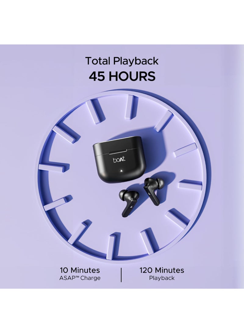 Airdopes 91 In Ear Tws Earbuds With 45 Hrs Playtime, Beast Mode With 50 Ms Low Latency, Dual Mics With Enx, Asap Charge, Iwp Tech, Ipx4 & Bluetooth V5.3 Active Black