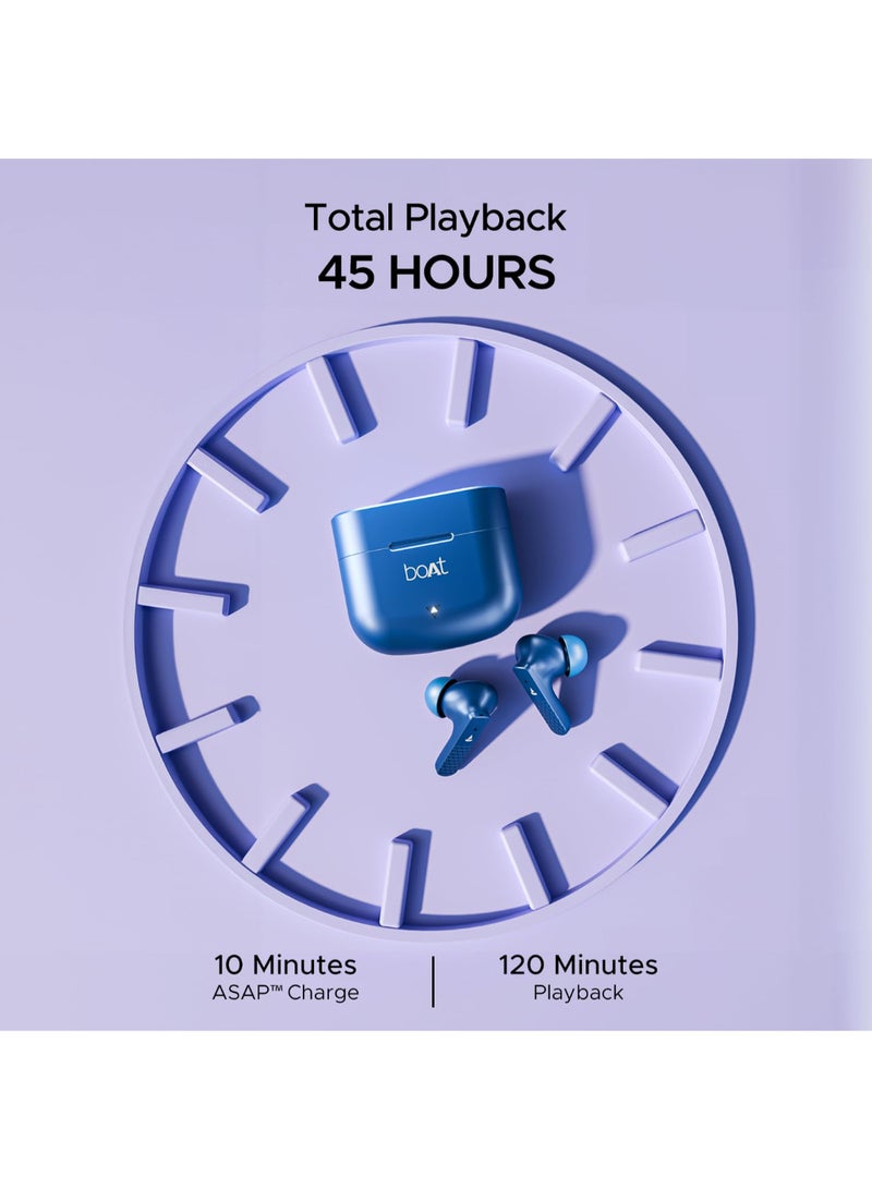 Airdopes 91 In Ear Tws Earbuds With 45 Hrs Playtime, Beast Mode With 50 Ms Low Latency, Dual Mics With Enx, Asap Charge, Iwp Tech, Ipx4 & Bluetooth V5.3 Starry Blue