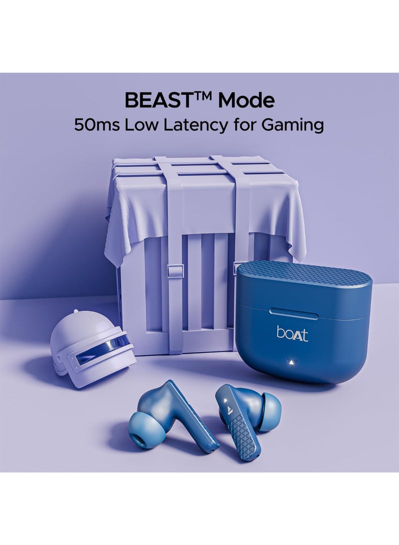 Airdopes 91 In Ear Tws Earbuds With 45 Hrs Playtime, Beast Mode With 50 Ms Low Latency, Dual Mics With Enx, Asap Charge, Iwp Tech, Ipx4 & Bluetooth V5.3 Starry Blue
