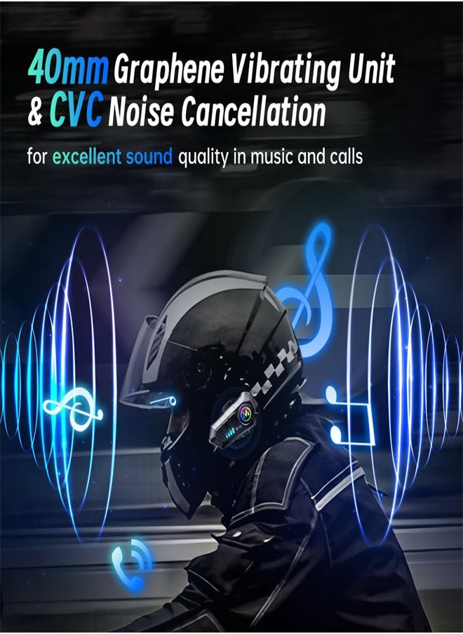 EXCEFORE, Motorcycle Helmet Headset, V5.3 Bluetooth Speakers with Music Sharing, Noise Cancellation Helmet Headphone with Strong Bass，IPX6 Waterproof Headphone