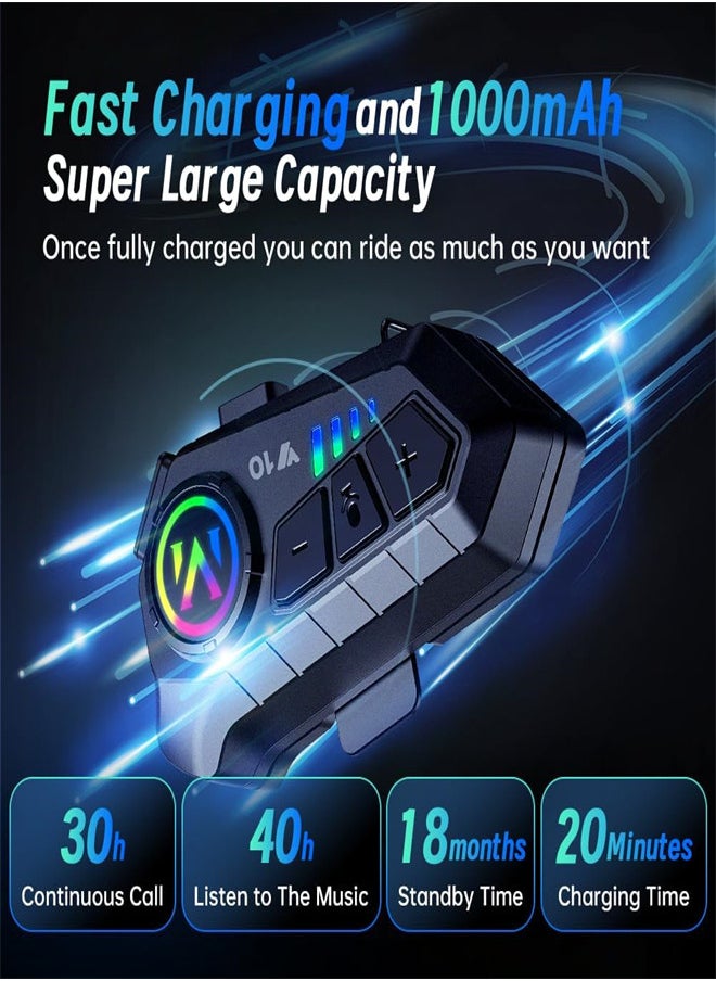 EXCEFORE, Motorcycle Helmet Headset, V5.3 Bluetooth Speakers with Music Sharing, Noise Cancellation Helmet Headphone with Strong Bass，IPX6 Waterproof Headphone