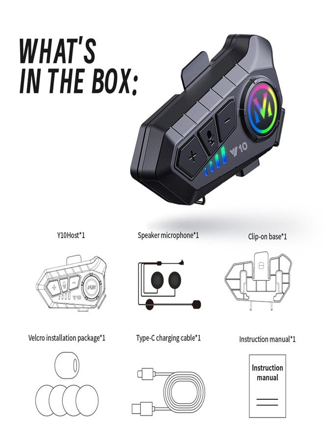 EXCEFORE, Motorcycle Helmet Headset, V5.3 Bluetooth Speakers with Music Sharing, Noise Cancellation Helmet Headphone with Strong Bass，IPX6 Waterproof Headphone