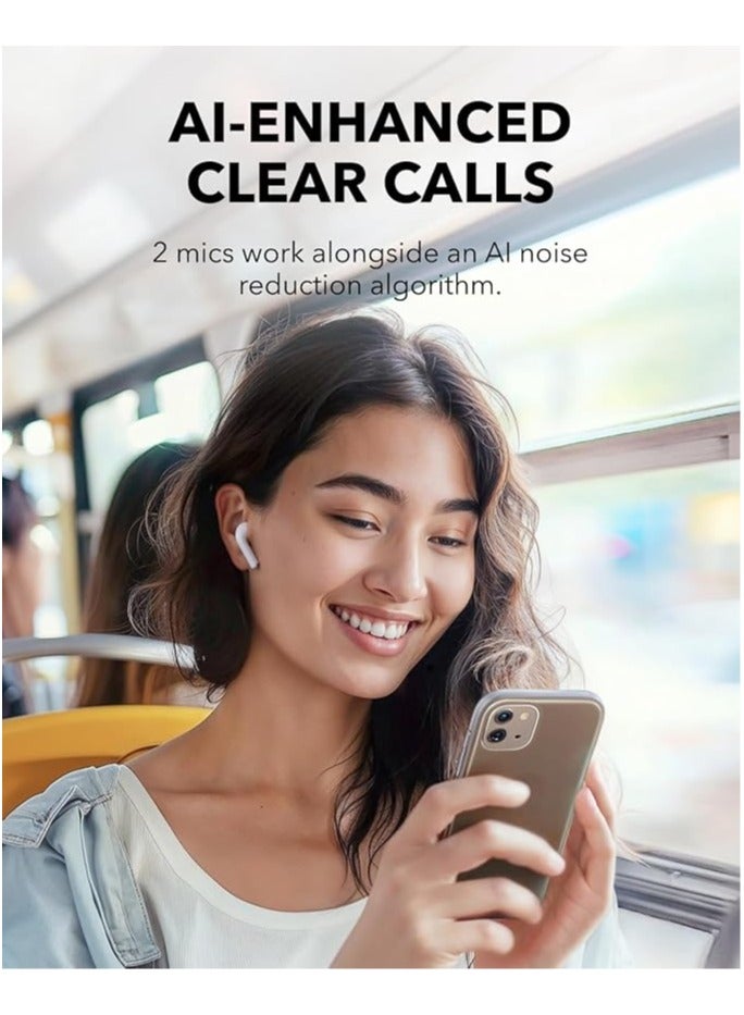 K20i by Anker, Semi-in-Ear Earbuds, Bluetooth Wireless, 36H Playtime, Fast Charge, Clear Sound, Comfortable Fit, ENC 2-Mic Clear Calls, Custom EQ, IPX5, Bluetooth 5.3, App Control White