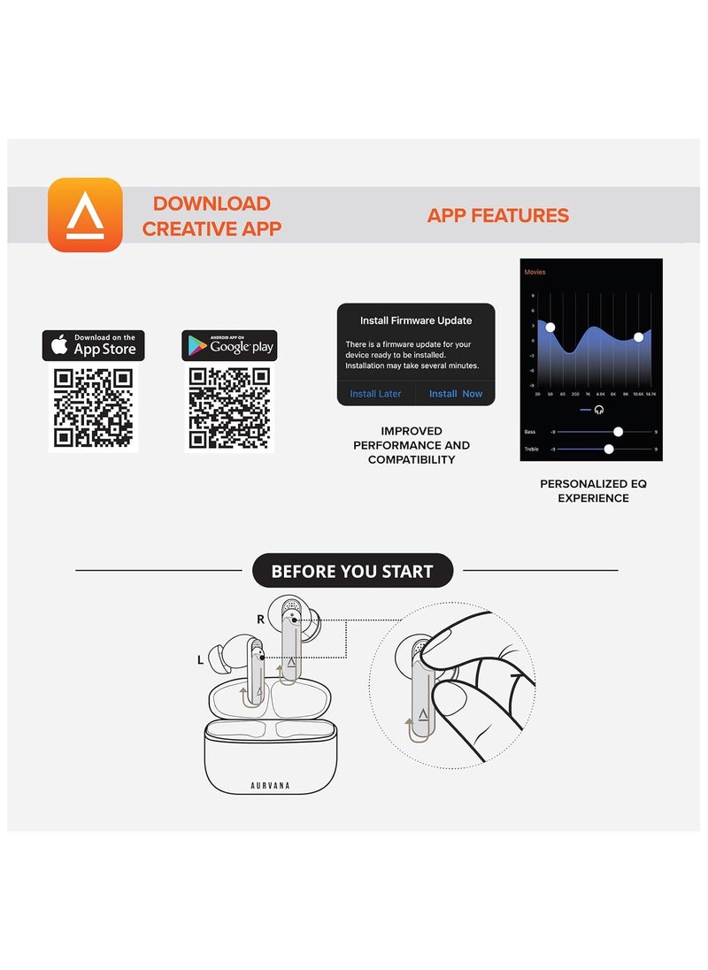 Creative Aurvana Ace 2 Lightweight True Wireless in-Ears with Bluetooth LE Audio, aptX Lossless, and xMEMS Driver, aptX Adaptive, Adaptive ANC, Ambient Mode, Up to 24 Hours Battery Life, Built-in Mic