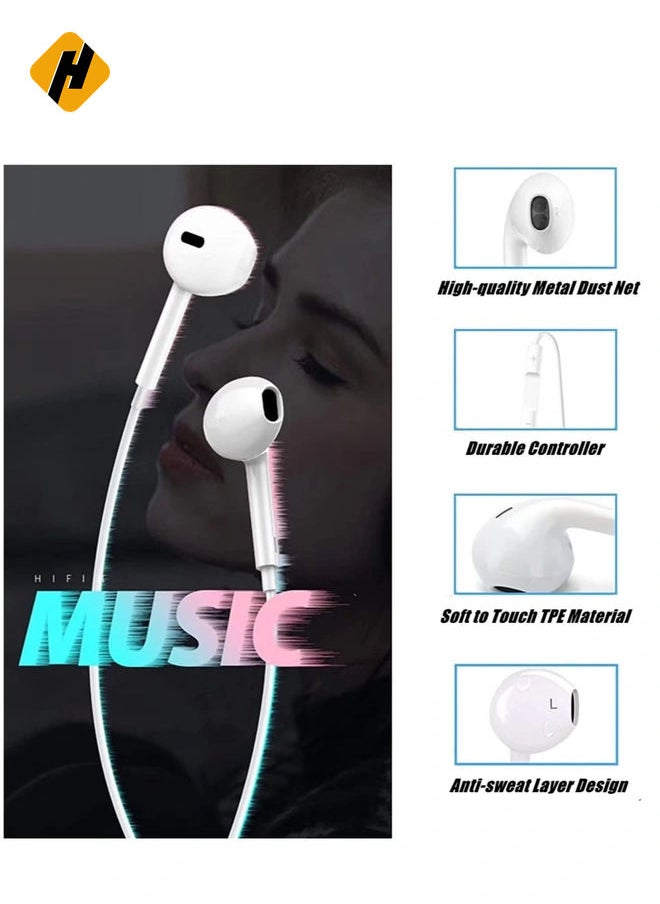 iPhone Earbuds Headphones with Lightning Connector, [MFi Certified] Wired in-Ear Earphones with Microphone and Volume Control Compatible with iPhone 13/12/11 Pro Max/XS Max/X/8 Plus/7 - White