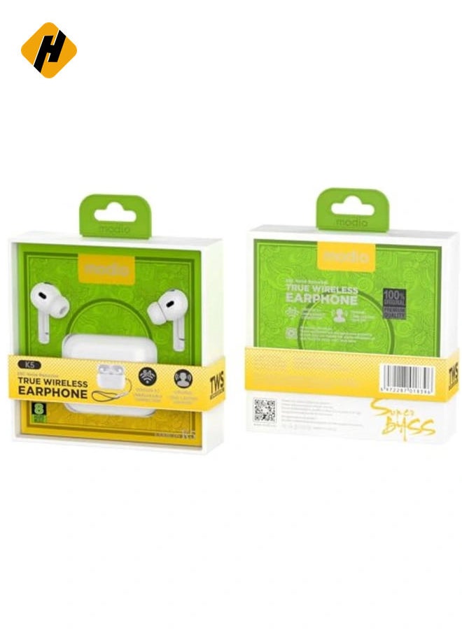 True Wireless Earphones – Premium Sound, Comfortable Fit, and Free Case (White)