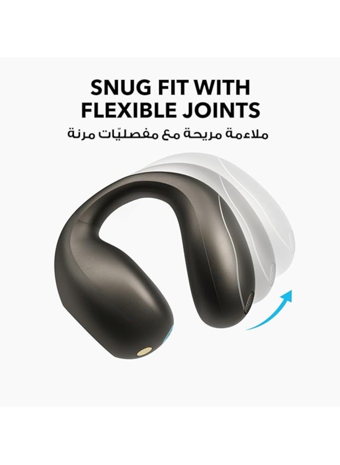 C40i by Anker, Open-Ear Earbuds, Clip-On Headphones, Flexible Joint Design, Button Controls, Lightweight Comfort, Stable Fit with Attachable Ear Grips, Expansive Drivers for Clear Sound Dark Gray