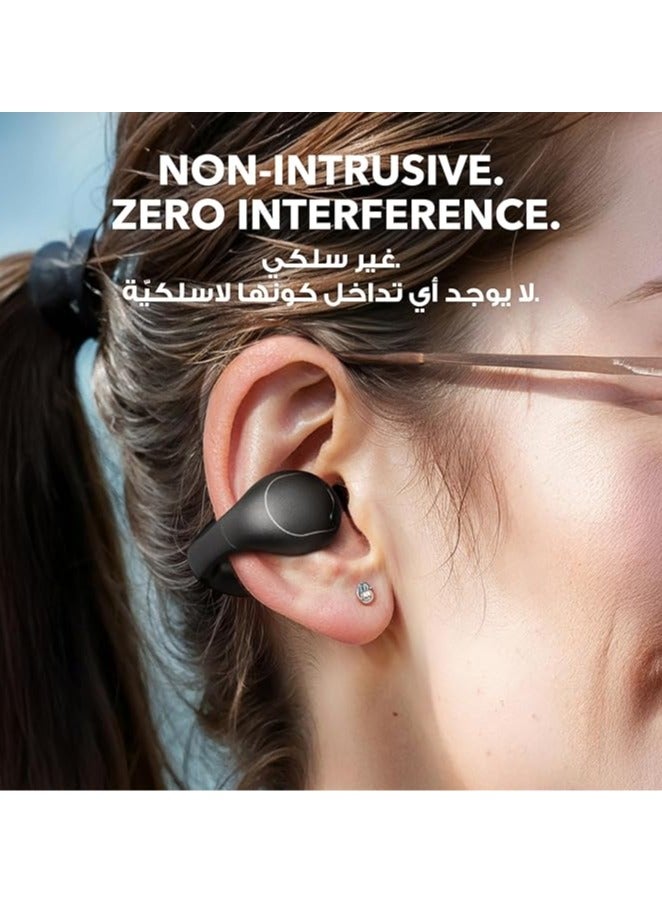 C40i by Anker, Open-Ear Earbuds, Clip-On Headphones, Flexible Joint Design, Button Controls, Lightweight Comfort, Stable Fit with Attachable Ear Grips, Expansive Drivers for Clear Sound Dark Gray