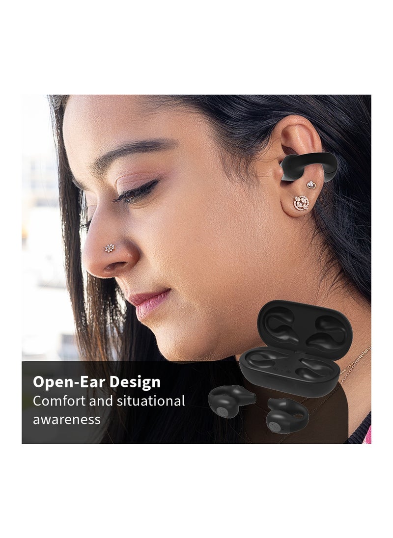 Swiss Military Delta Active Noise Cancelling Earbuds - Air Conduction Technology, Smart Touch Sensors, 100 Precise Power Indicator, 5 Hr Music Time, Compatible with Android/iOS - Black