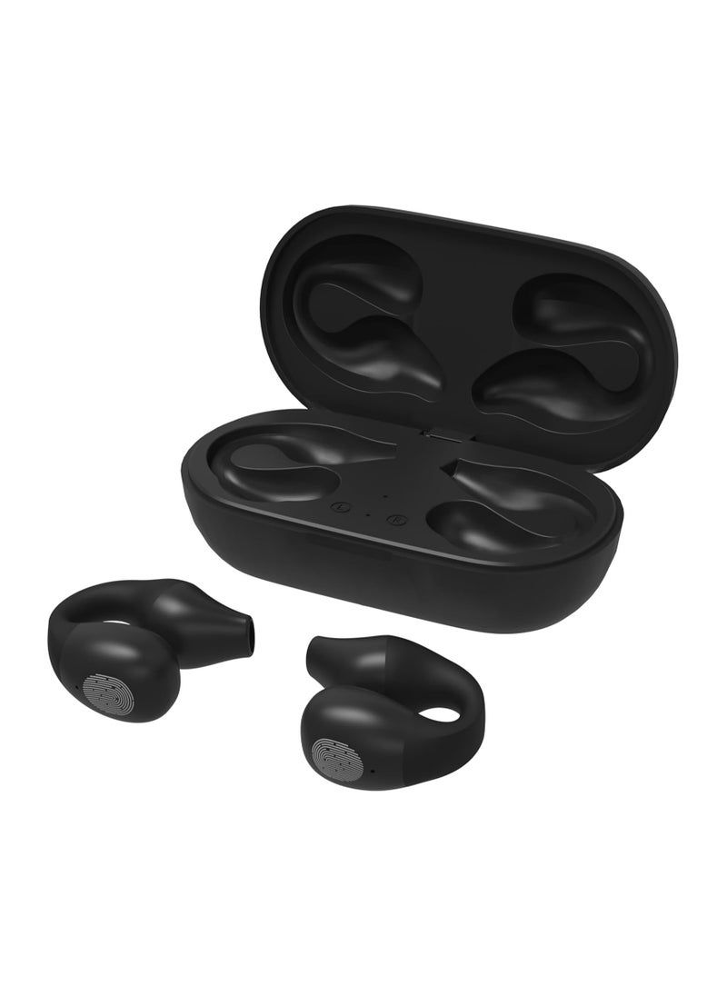 Swiss Military Delta Active Noise Cancelling Earbuds - Air Conduction Technology, Smart Touch Sensors, 100 Precise Power Indicator, 5 Hr Music Time, Compatible with Android/iOS - Black