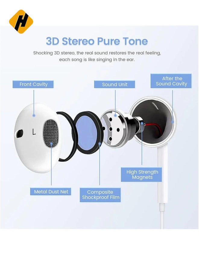 2 Pack-Apple Earbuds/Wired Earphones/iPhone Headphones/Lightning [Apple MFi Certified] Built-in Microphone & Volume Control Compatible with iPhone 7/8/X/11/12/13/14/Pro/Pro Max, Support All iOS System