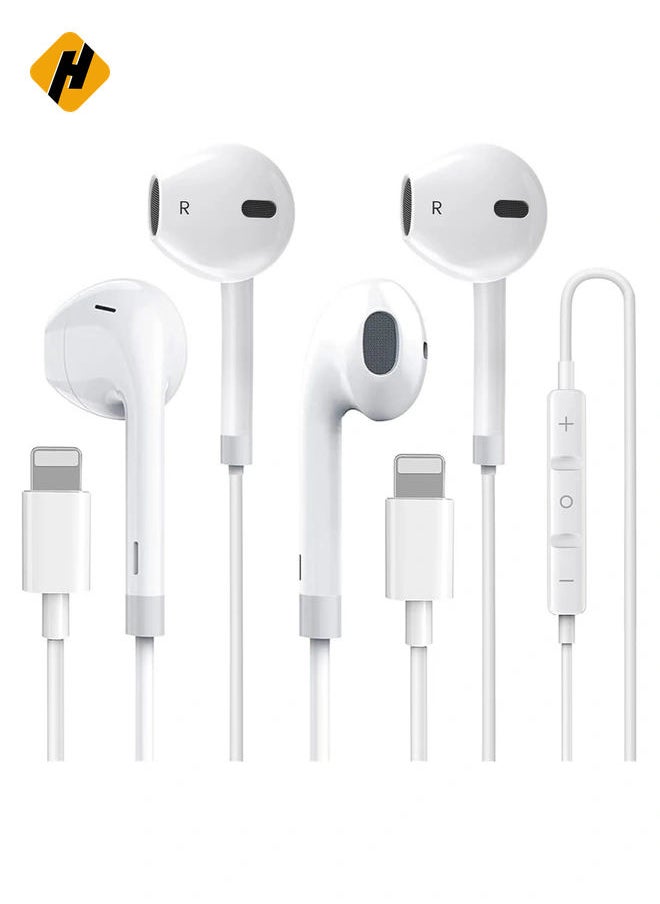 2 Pack-Apple Earbuds/Wired Earphones/iPhone Headphones/Lightning [Apple MFi Certified] Built-in Microphone & Volume Control Compatible with iPhone 7/8/X/11/12/13/14/Pro/Pro Max, Support All iOS System