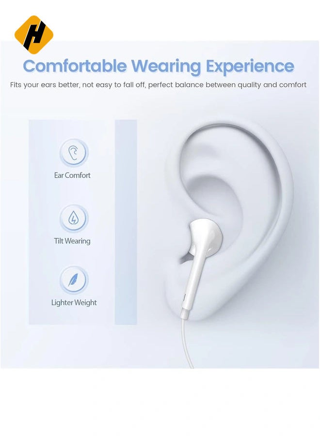 2 Pack-Apple Earbuds/Wired Earphones/iPhone Headphones/Lightning [Apple MFi Certified] Built-in Microphone & Volume Control Compatible with iPhone 7/8/X/11/12/13/14/Pro/Pro Max, Support All iOS System