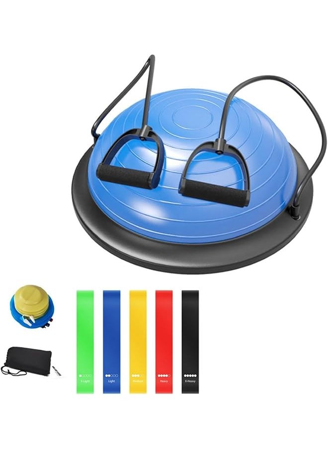 DAYONG Balance Ball Exercise Ball, Anti-Slip Half Yoga Ball with TPE Resistance Band, Inflatable Pilates Ball with Elastic String, Balance Ball Trainer for Fitness, Core Strength, Home Gym.