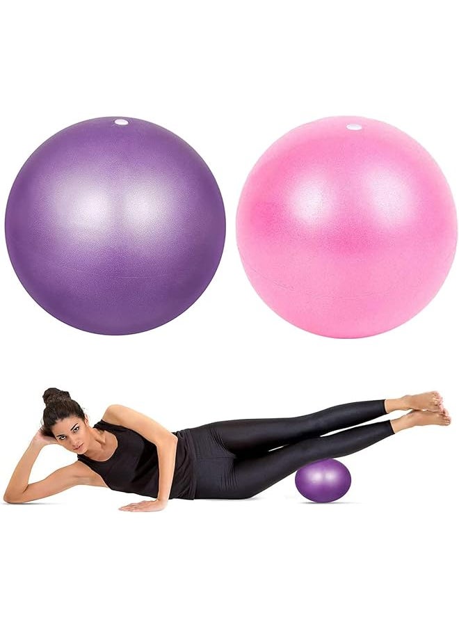 promass 2pcs Mini Exercise Ball 9inch/23cm Small Yoga Ball Soft Pilate Ball Home Training Ball, Anti Burst and Slip, with Inflatable Straw for Therapy, Barre, Core Training