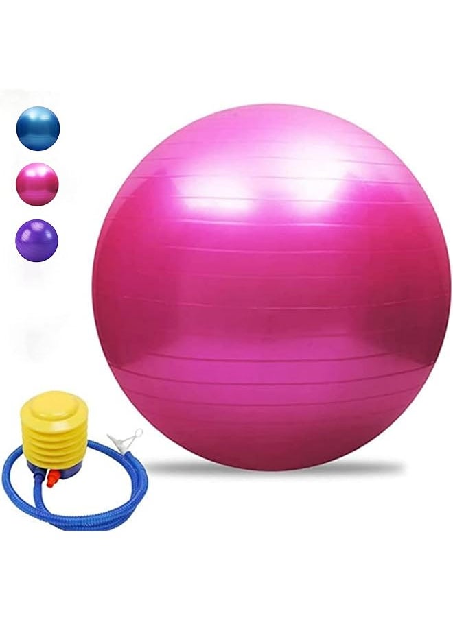 promass Yoga Ball Anti-Burst, 65Cm Exercise Ball With Air Pump Thickened Stability Balance Ball For Physical Fitness Exercise Pink